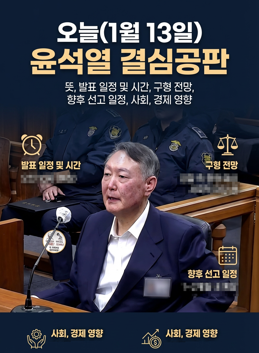 오늘(1월 13일) 윤석열 결심공판, 뜻, 발표 일정 및 시간, 구형 전망, 향후 선고 일정, 사회, 경제 영향