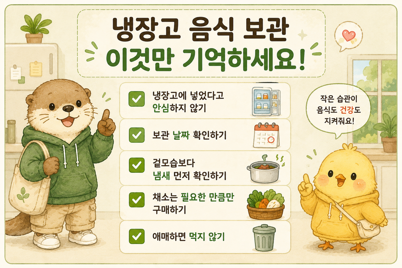 냉장고 음식 보관 체크리스트