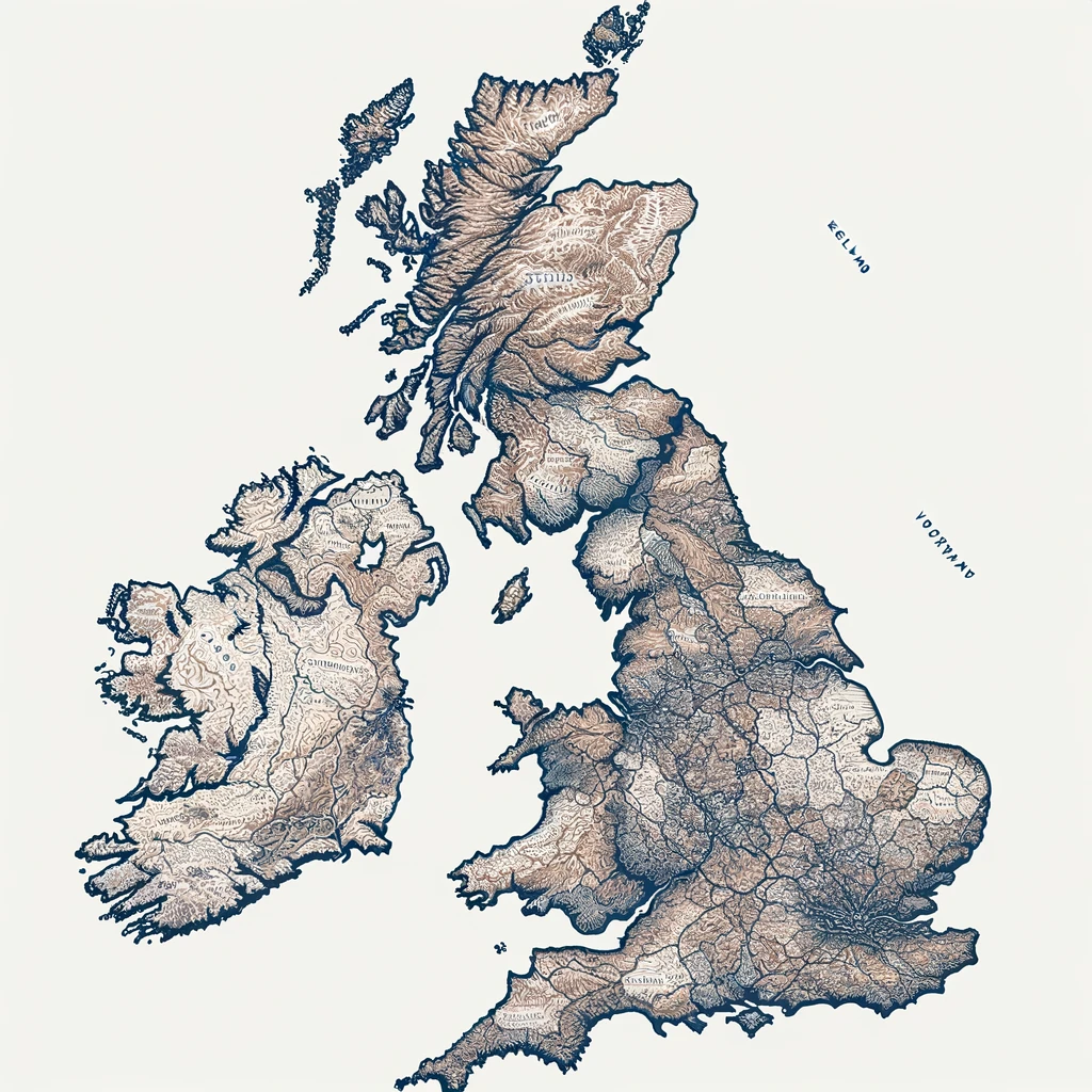 영국 지도, Full map of the UK