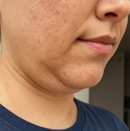 이중턱이-생긴-여성의-사진입니다.