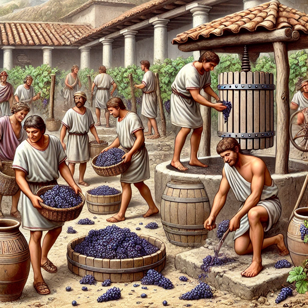 고대 로마시대 와인 제조 과정