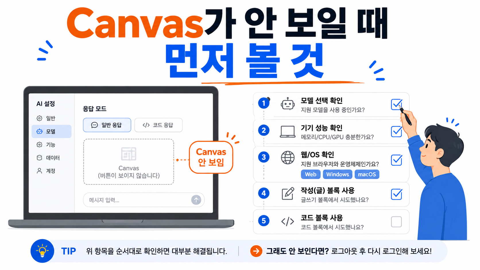 Canvas가 안 보일 때 먼저 볼 것