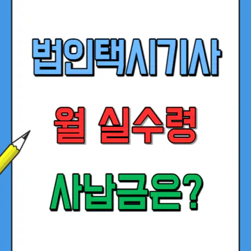 회사택시기사 월급 세후 실수령과 사납금