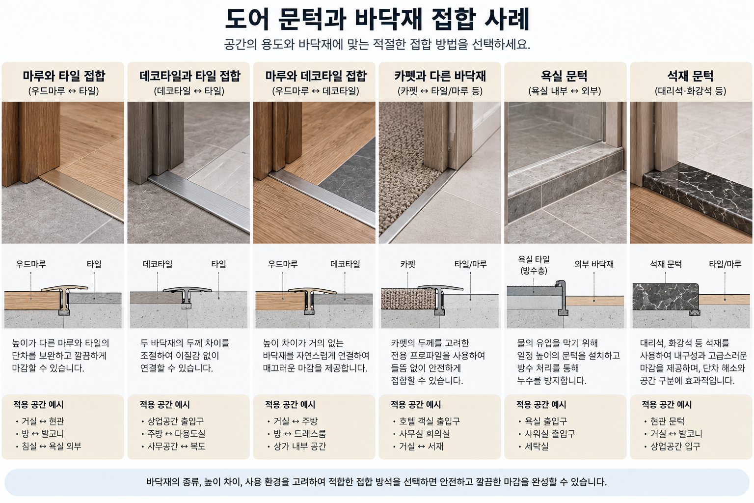 도어 문턱과 바닥재 접합 방식2