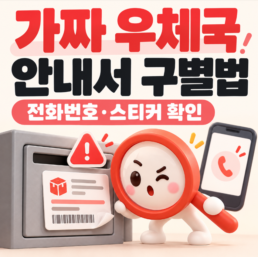 가짜 우체국 우편물 도착안내서 구별법｜집배원 전화번호&middot;스티커 확인방법