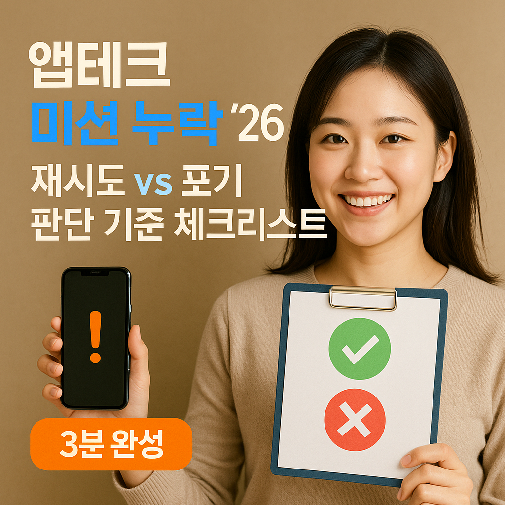 앱테크 미션 누락 &rsquo;26 ｜ 재시도 vs 포기 판단 기준 체크리스트
