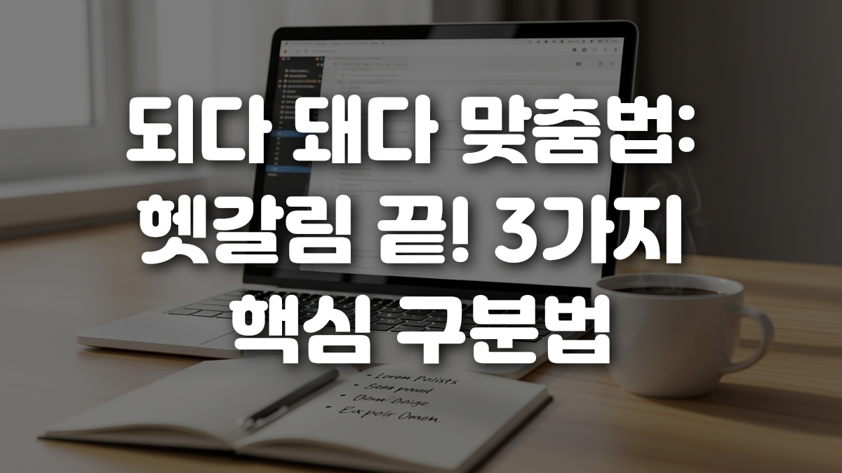 되다 돼다 맞춤법 헷갈림 끝 3가지 핵심 구분법