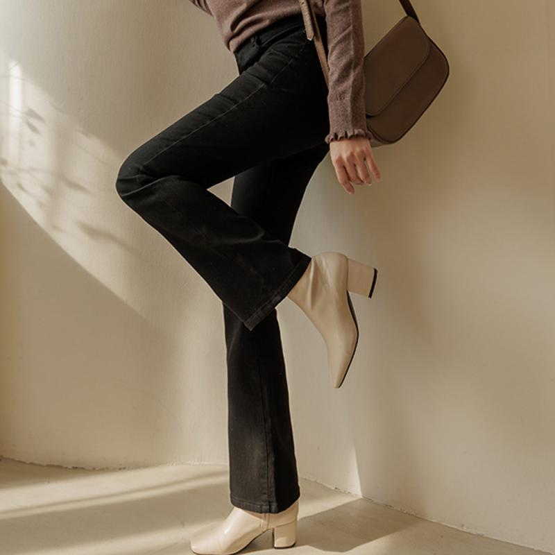 저스트원 겨울여행 기모 일자 부츠컷 블랙팬츠 숏 롱 2type DA26622