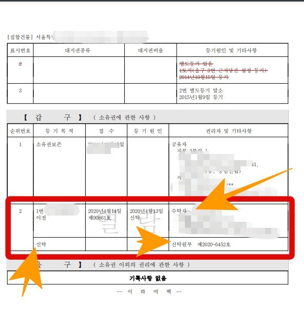 등기부등본 신탁