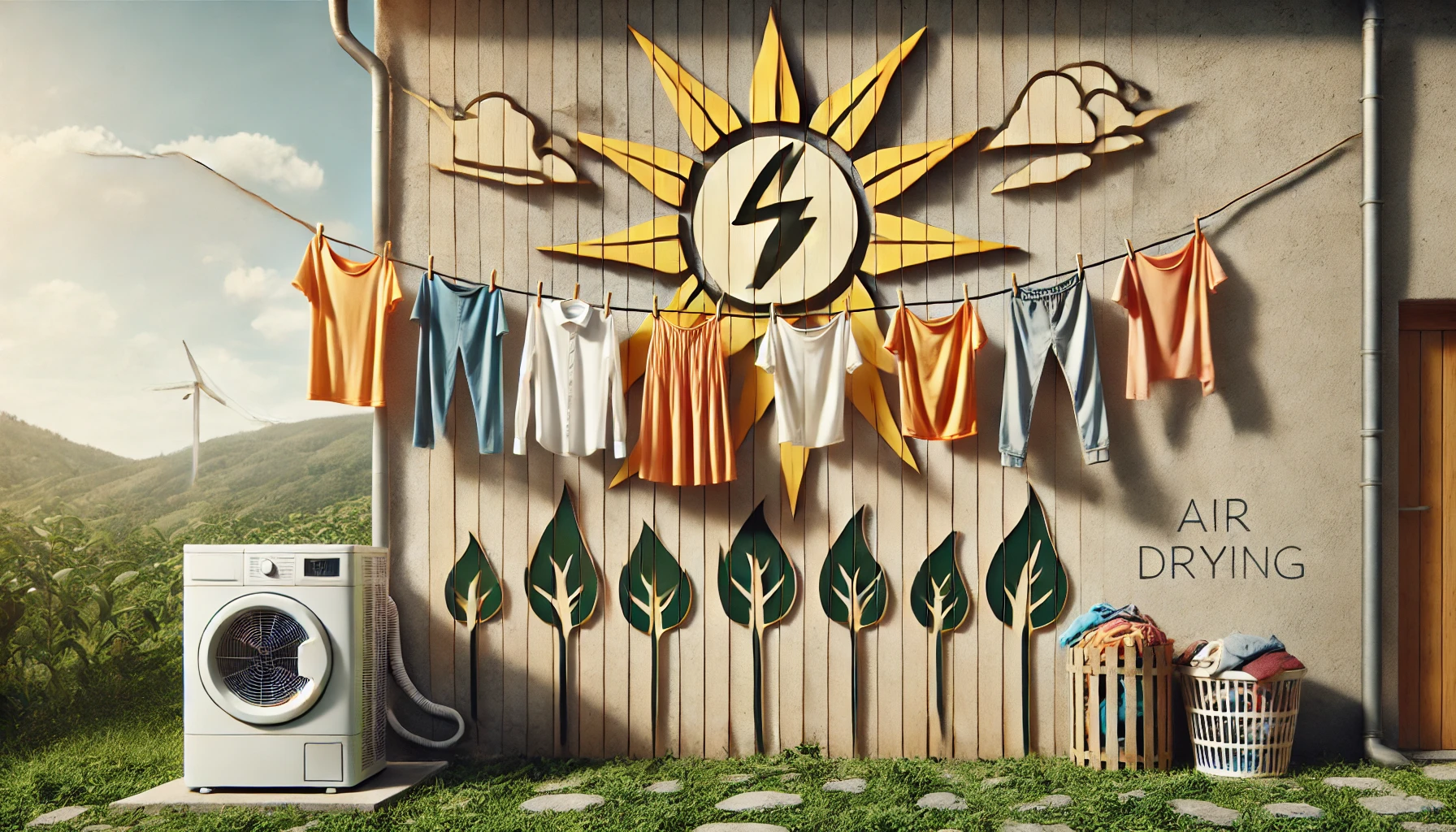 햇빛과 바람으로 자연 건조하는 빨래 모습