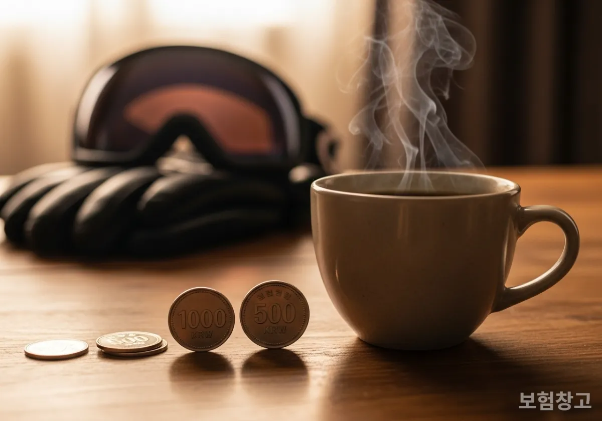 커피 한 잔 값으로 가입 가능한 저렴한 보험료를 상징하는 이미지
