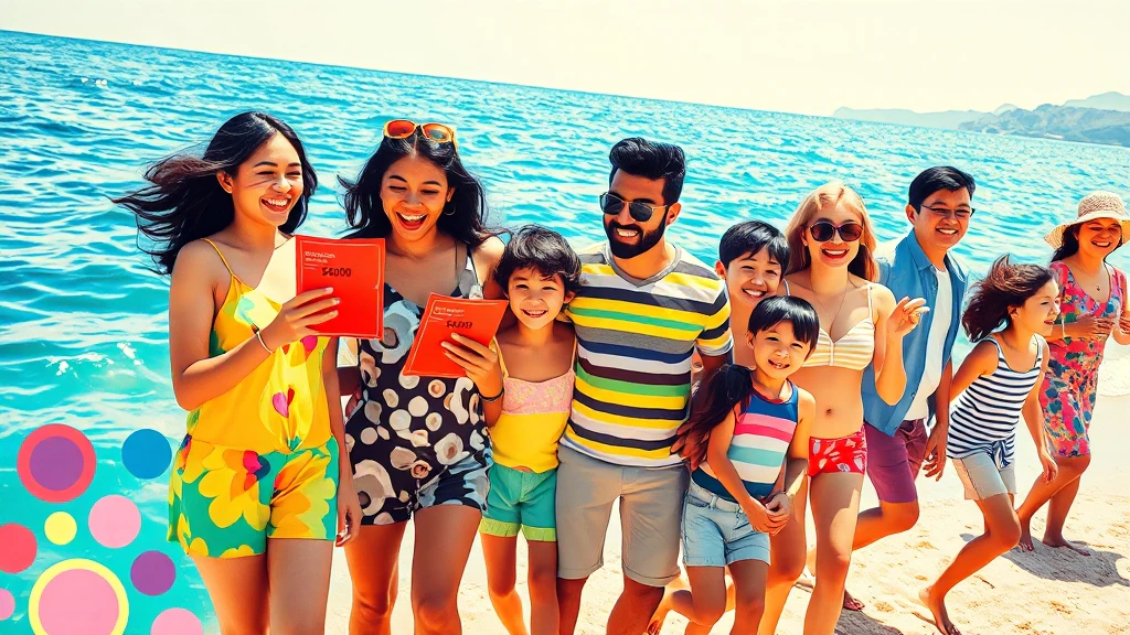 가족들이 바닷가에 여행와서 즐거워 하고 있다