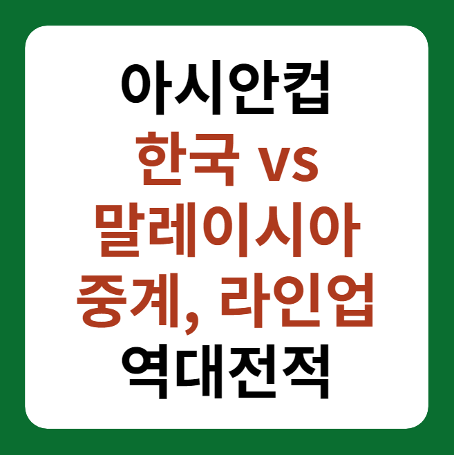 아시안컵 한국, 말레이시아 축구 중계, 라인업
