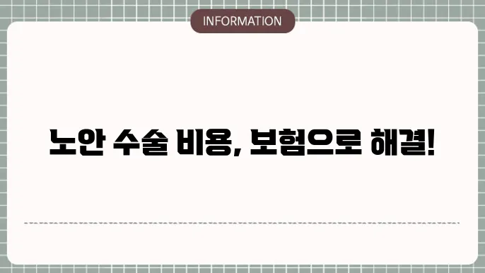 노안 수술 가격실비보험