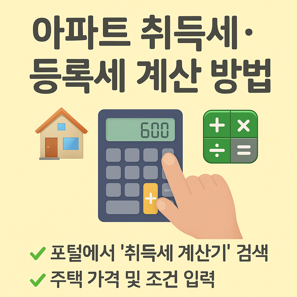 아파트 취득세 등록세 계산 방법 (계산기)