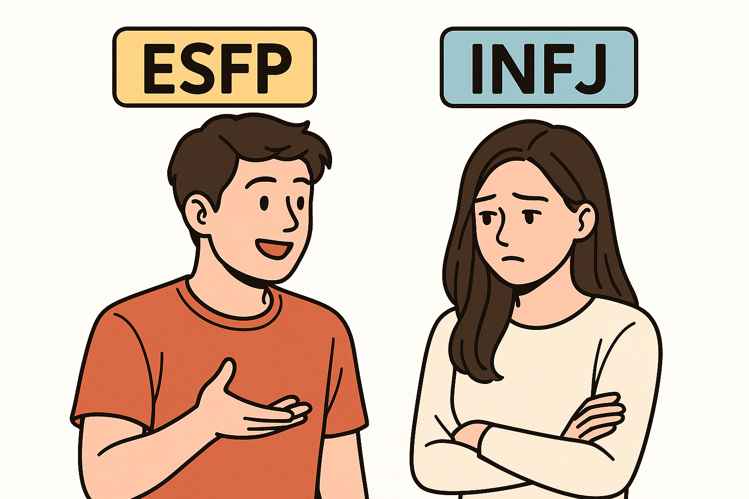 INFJ 여자가 말하지 못한 ESFP 남자와의 연애: 호감, 갈등, 그리고 이별