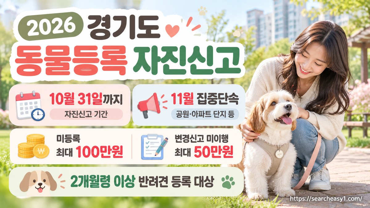 경기도 동물등록 자진신고 마감 안내 이미지