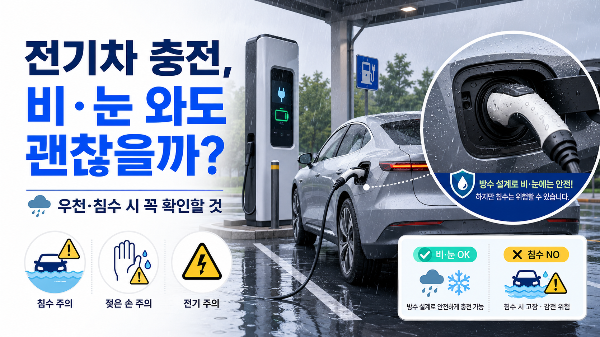비&middot;눈 오는 날 전기차 충전 시 침수와 젖은 연결부 주의사항 안내