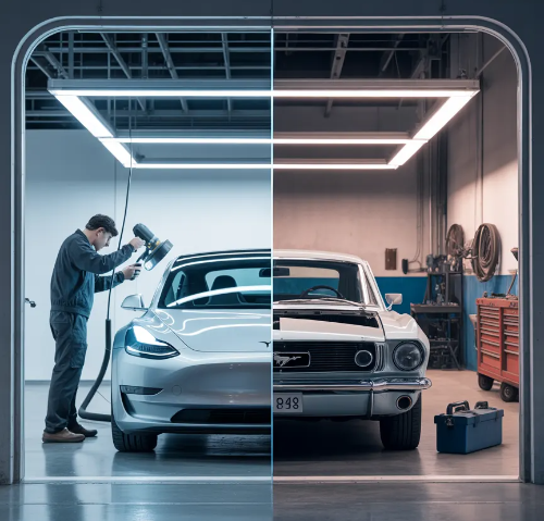 덴트와 판금의 차이를 이미지로 표현함