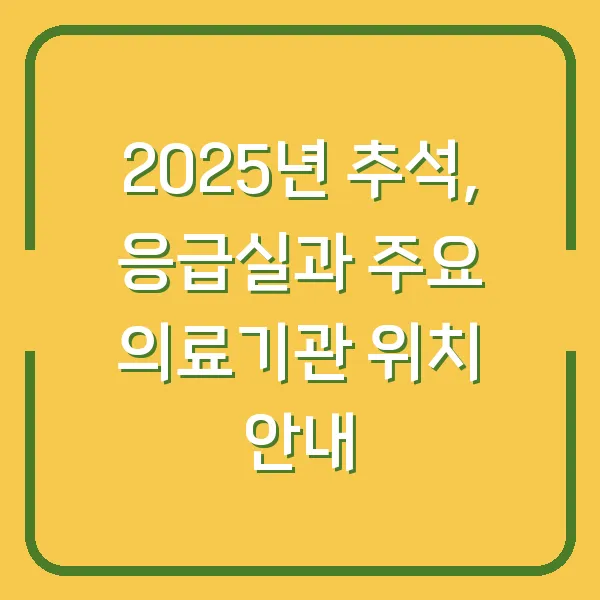 2025년 추석, 응급실과 주요 의료기관 위치 안내