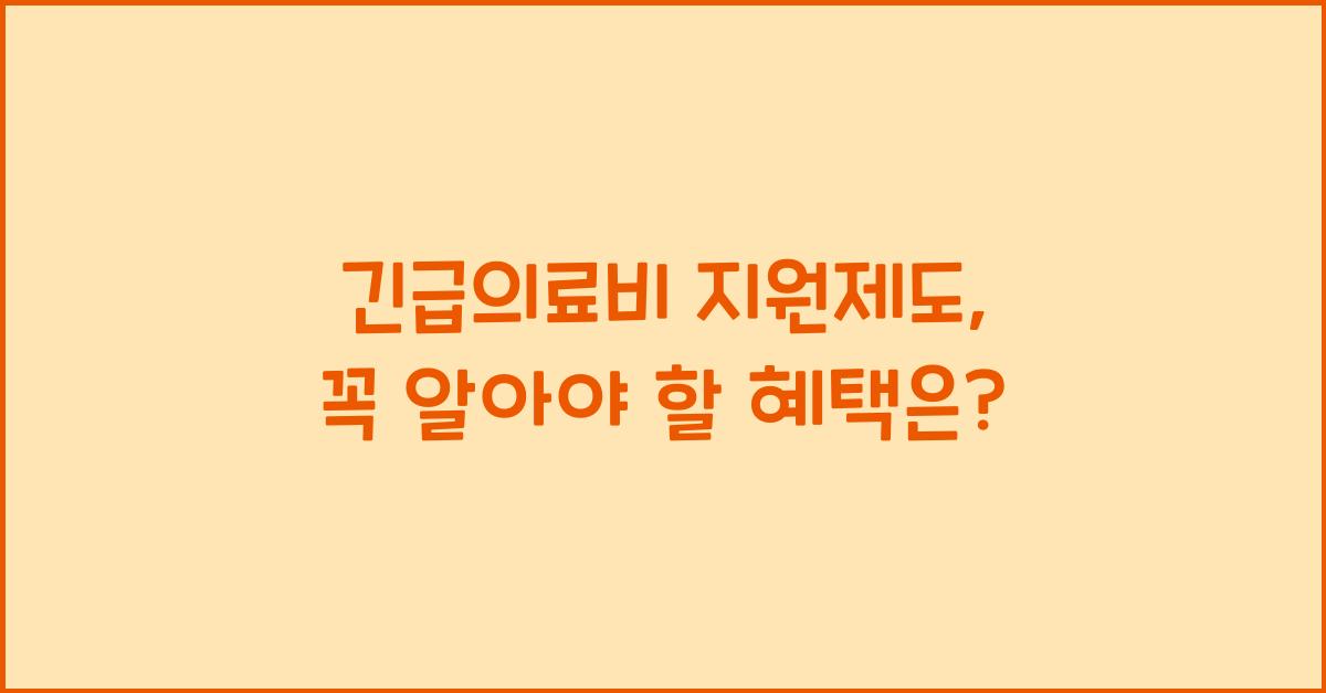 긴급의료비 지원제도