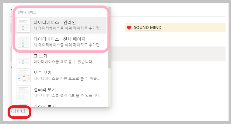 노션데이터베이스입력