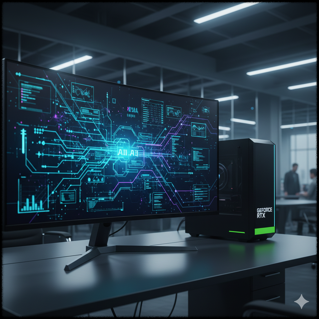 AI 에이전트가 데이터를 기반으로 자율적인 판단을 수행하는 모습