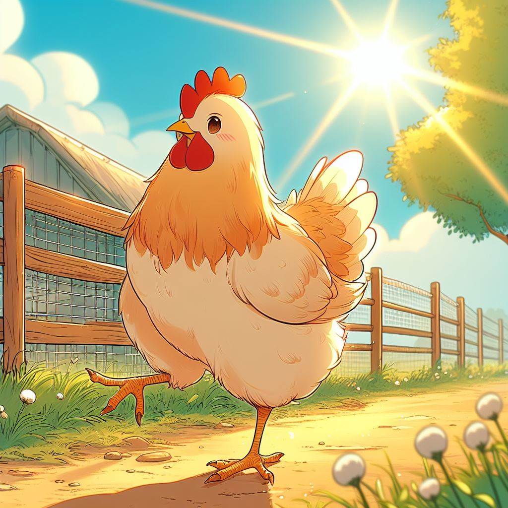 맑은날 야외의 닭