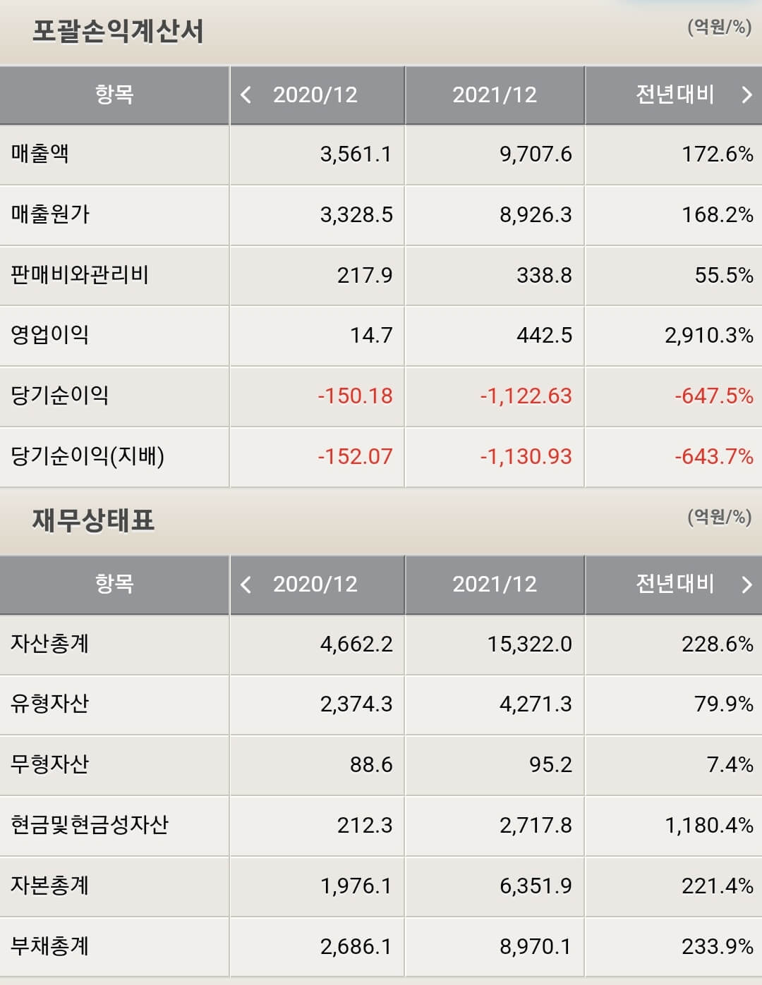 엘앤에프 재무제표