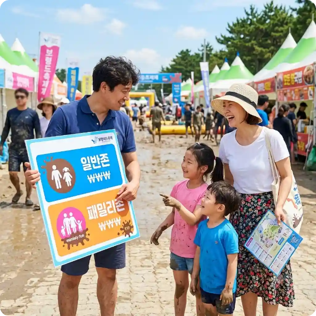 보령머드축제 일반존 패밀리존 입장료 비교