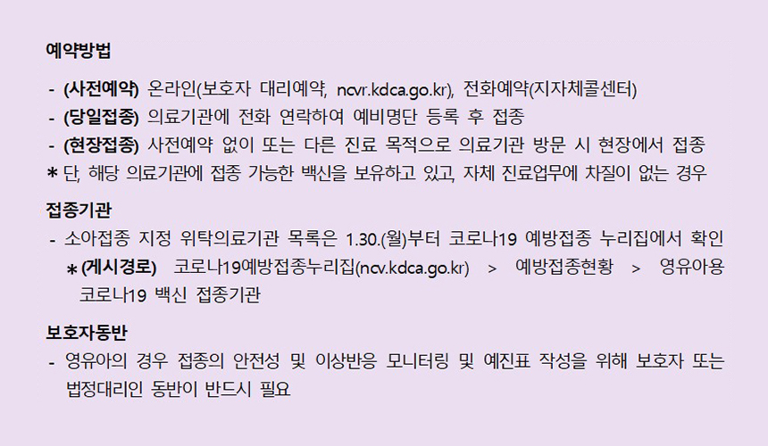 영유아 코로나19 예방 접종 병원 찾기