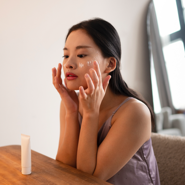 피부관리하는 여성 이미지