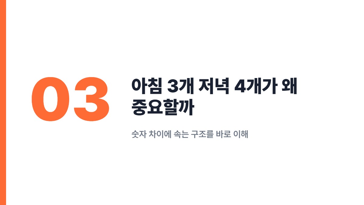 아침 3개 저녁 4개가 왜 중요할까 — 숫자 차이에 속는 구조를 바로 이해