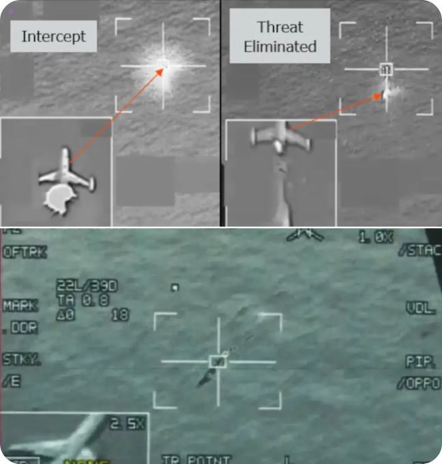 APKWS II 로켓으로 드론을 요격하는 모습. 실제 전투 중의 영상인지 훈련 중 영상인지는 불확실 함