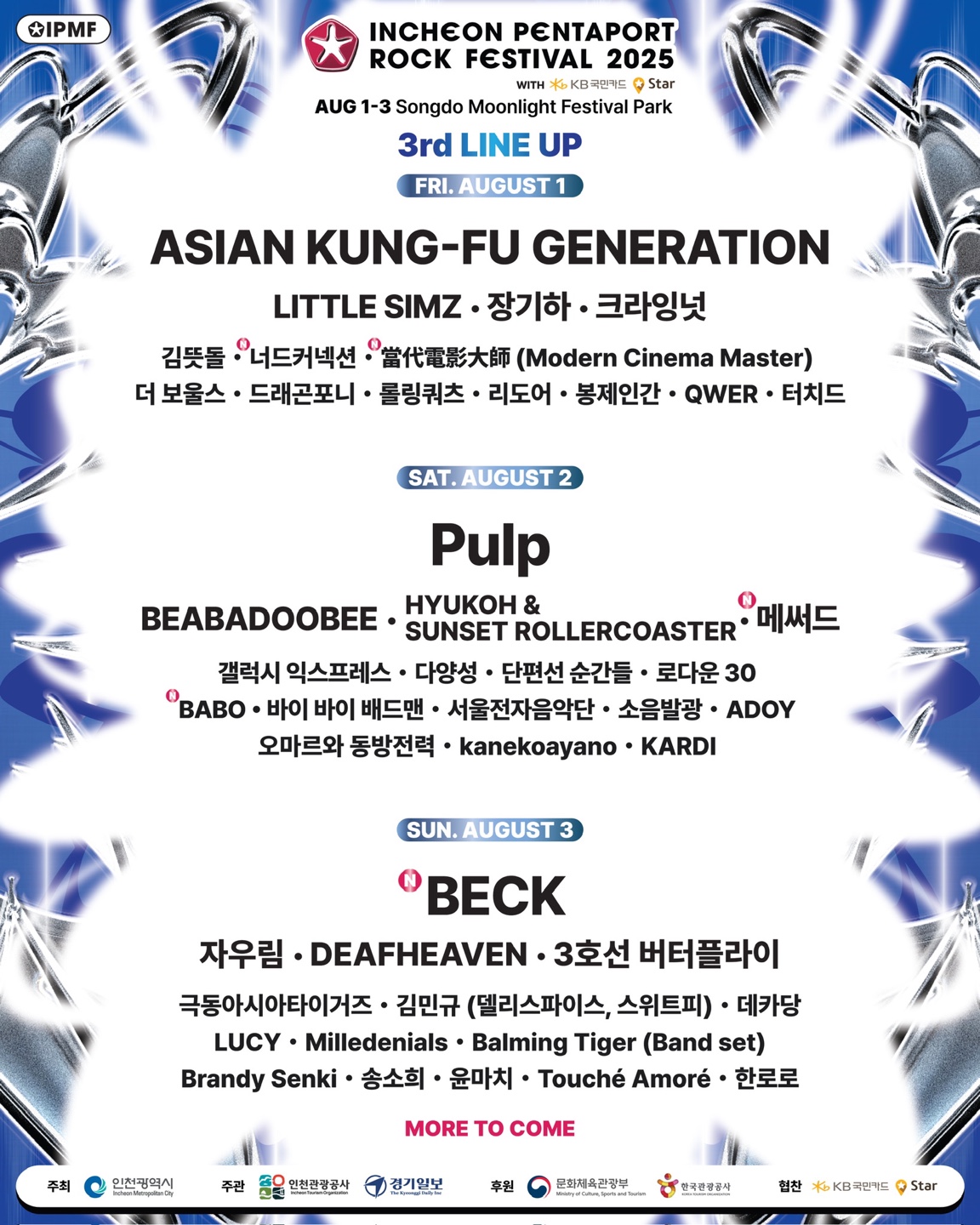 펜타포트 락페스티벌 2025 3차 라인업