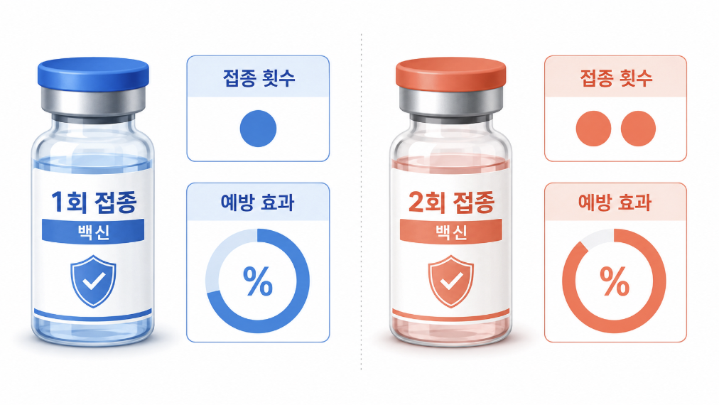 조스타박스와 싱그릭스 백신을 비교하는 인포그래픽 일러스트