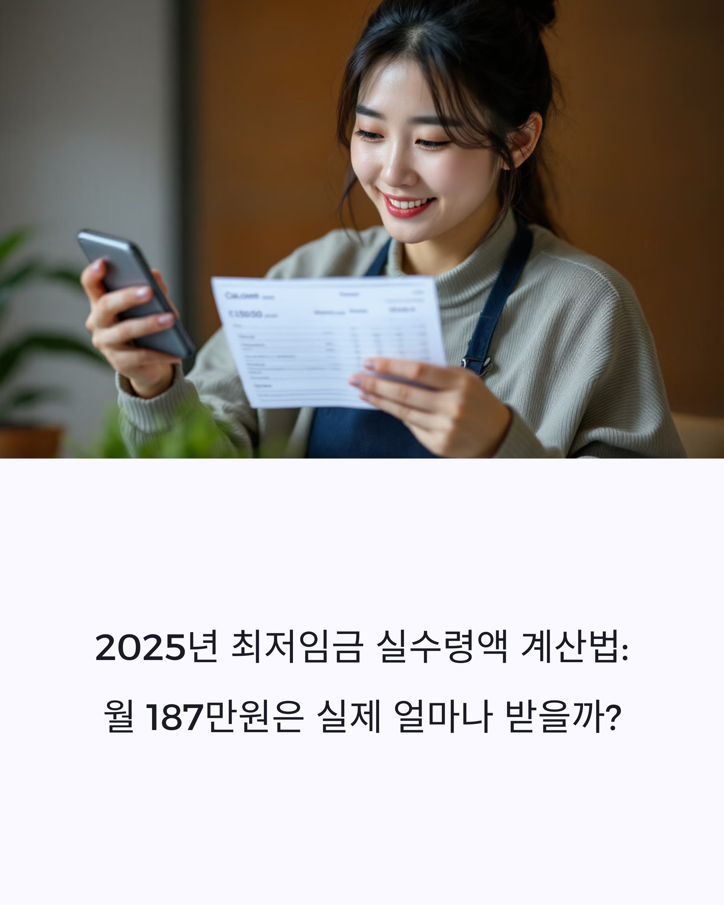 2025년 최저임금 실수령액 계산법: 월 187만원은 실제 얼마나 받을까?