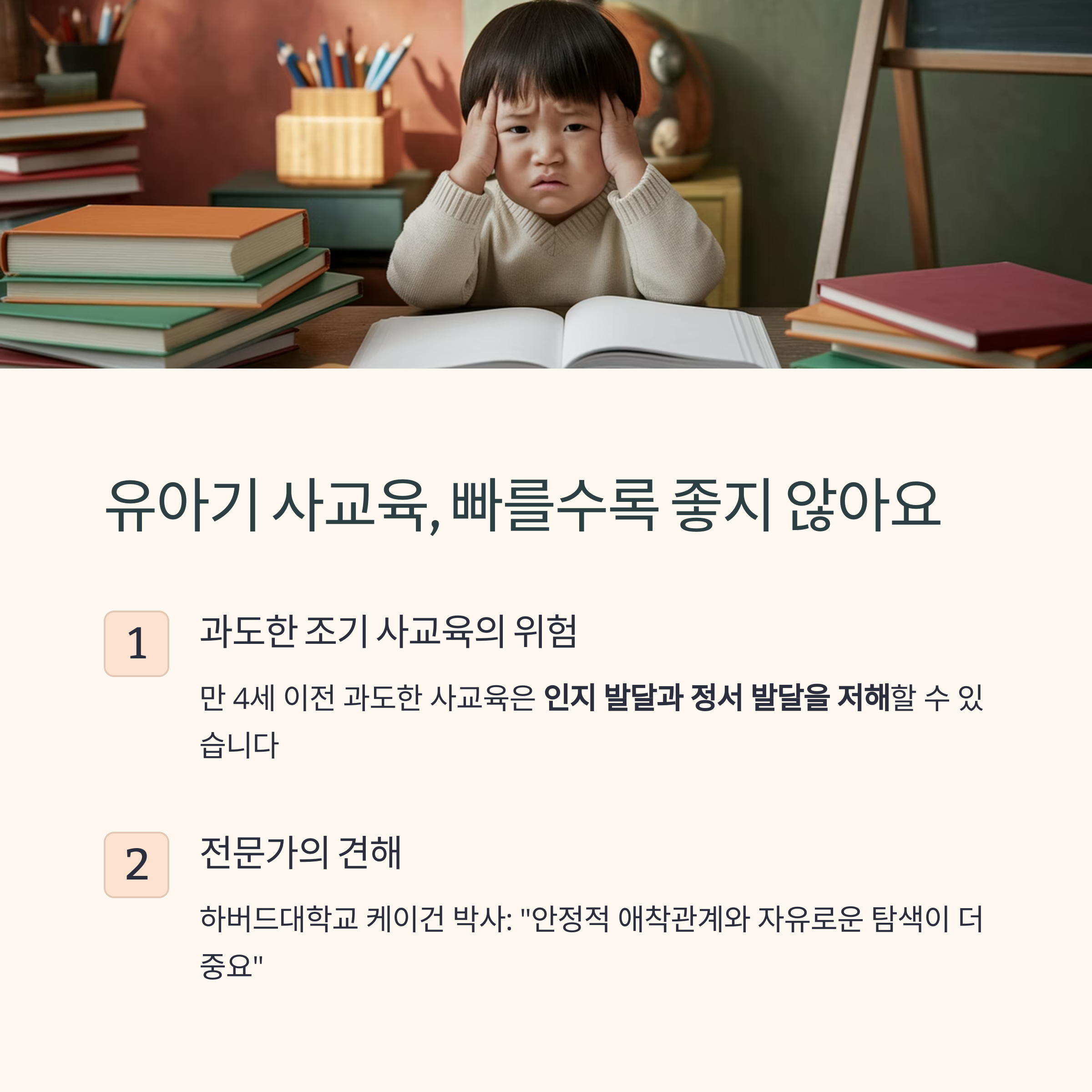 유아 사교육 – 조기 사교육의 위험 설명