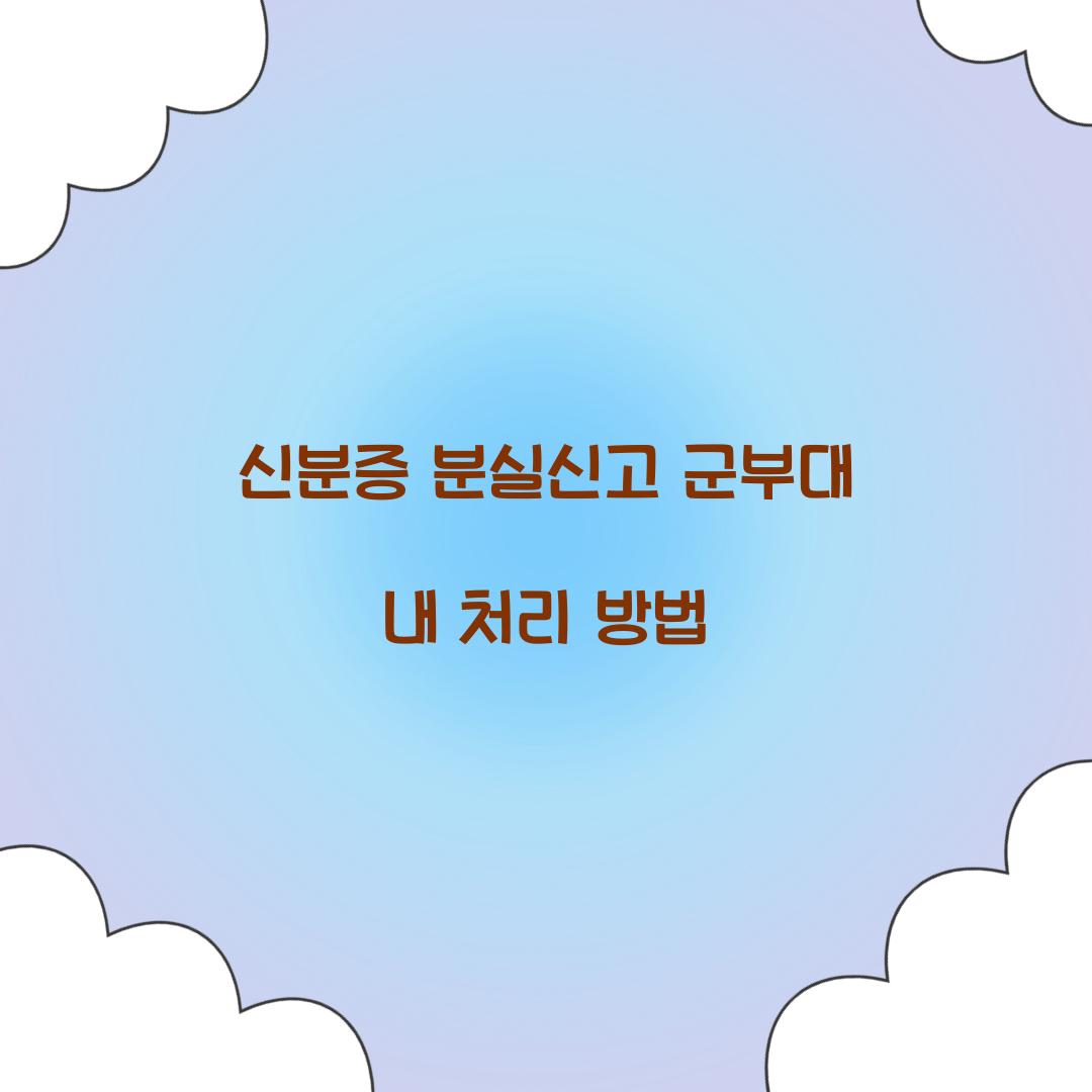 신분증 분실신고 군부대 내 처리 방법