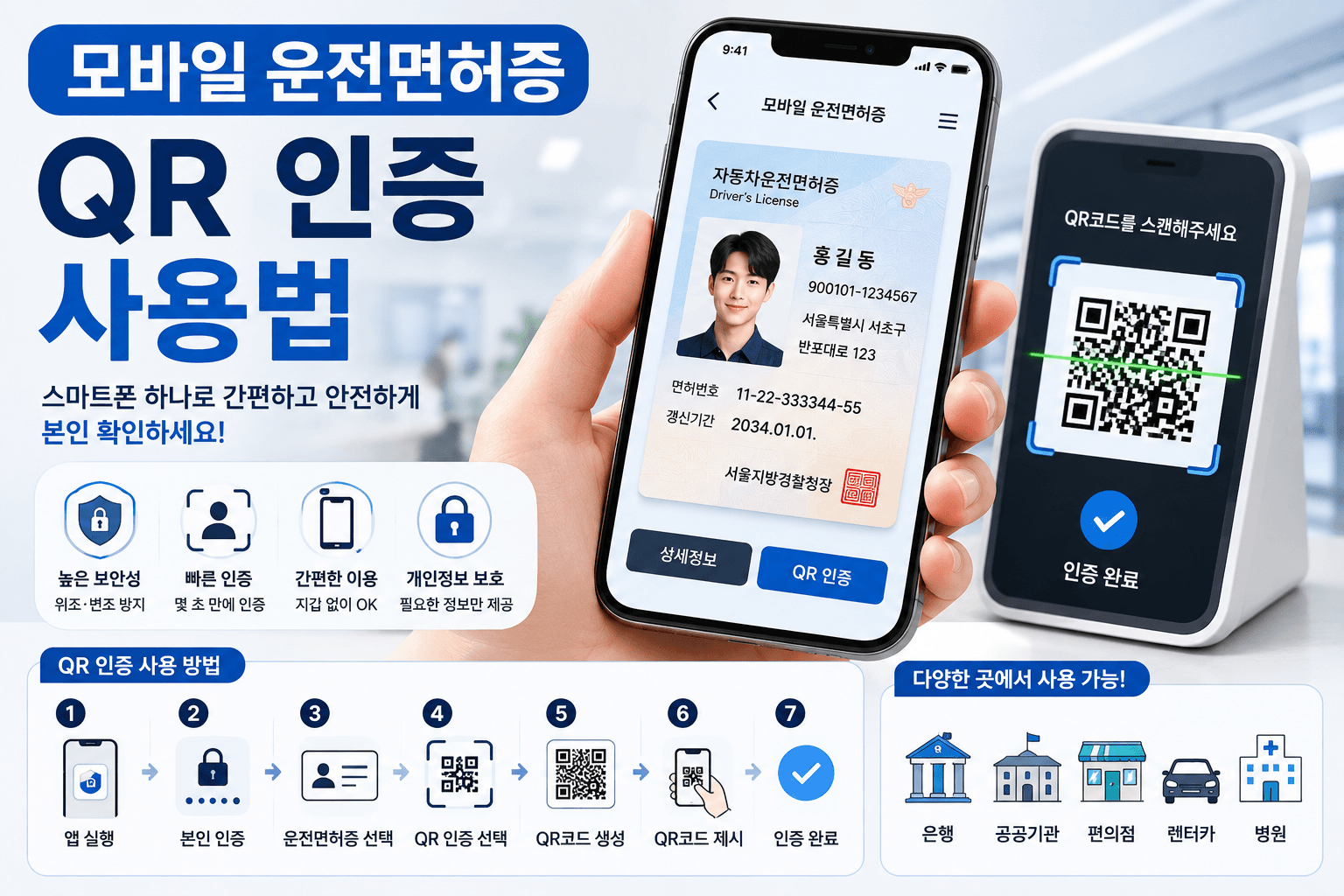 모바일 운전면허증 QR 인증 사용법