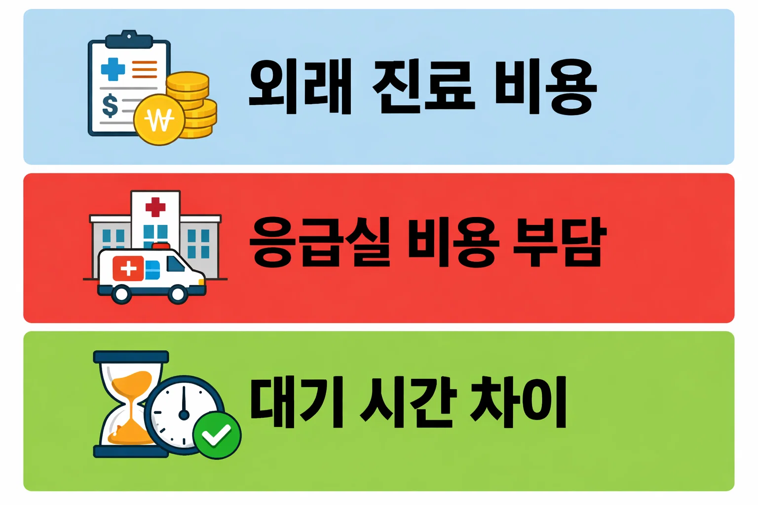 설 연휴 외래 진료 비용과 응급실 비용 부담 차이를 실제 사례 기준으로 비교한 이미지