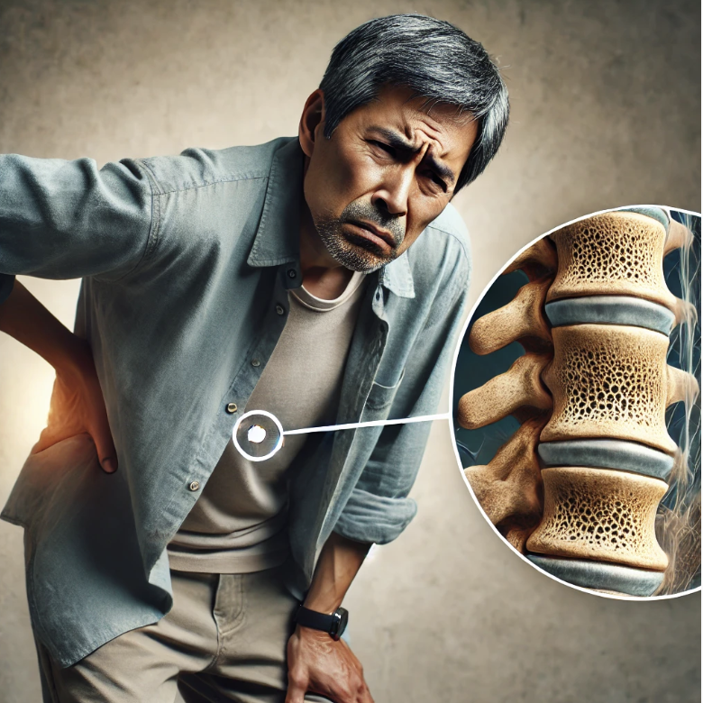 골다공증을 앓고 있는 중년 남성의 모습