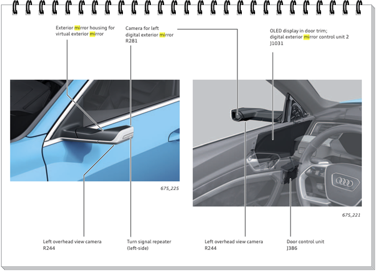 아우디 e-트론 버추얼 미러 구성 내용