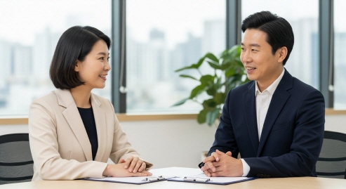 지원 대상과 신청 조건을 상담받는 모습