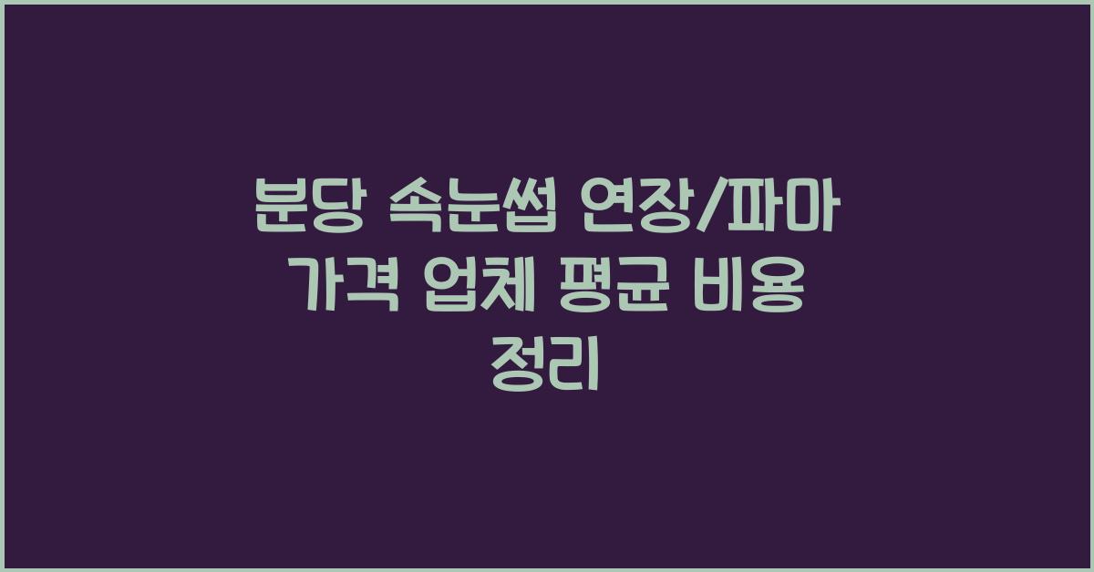 속눈썹 연장/파마 가격 금액 업체 평균 비용