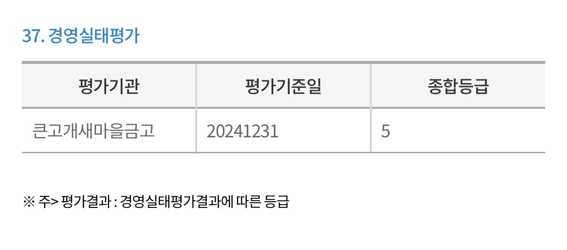 큰고개새마을금고-경영실태평가