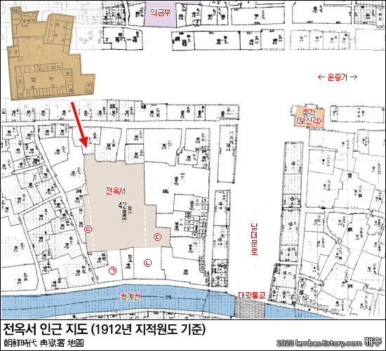 전옥서 청사 소재지 (1912년 지적원도)