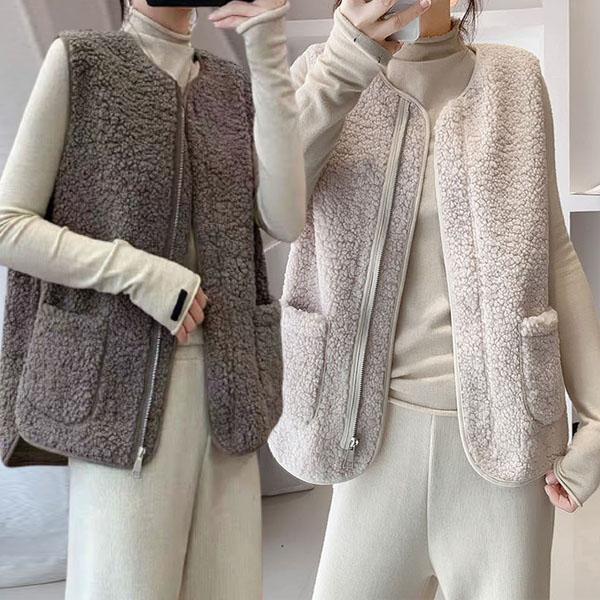 여성 양털 조끼 겨울 가을 여자 패딩 후리스