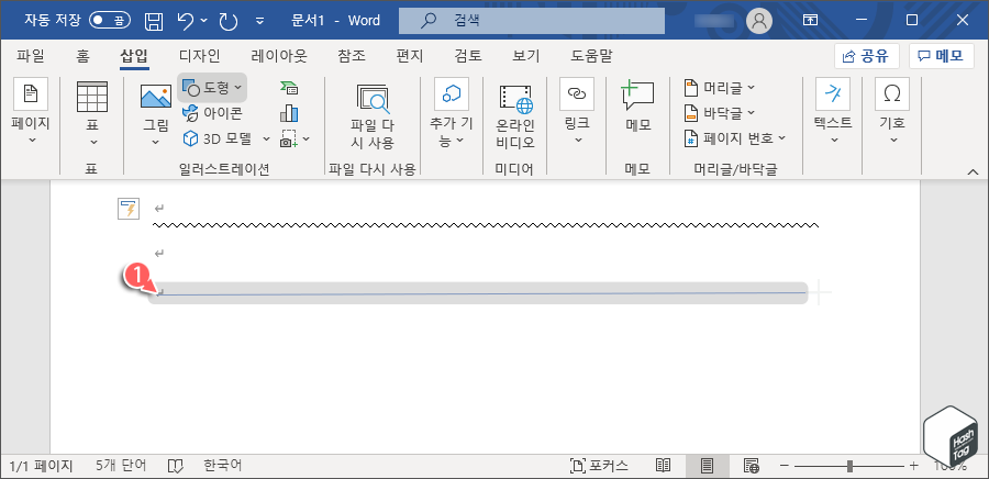 문서내 도형 선 삽입