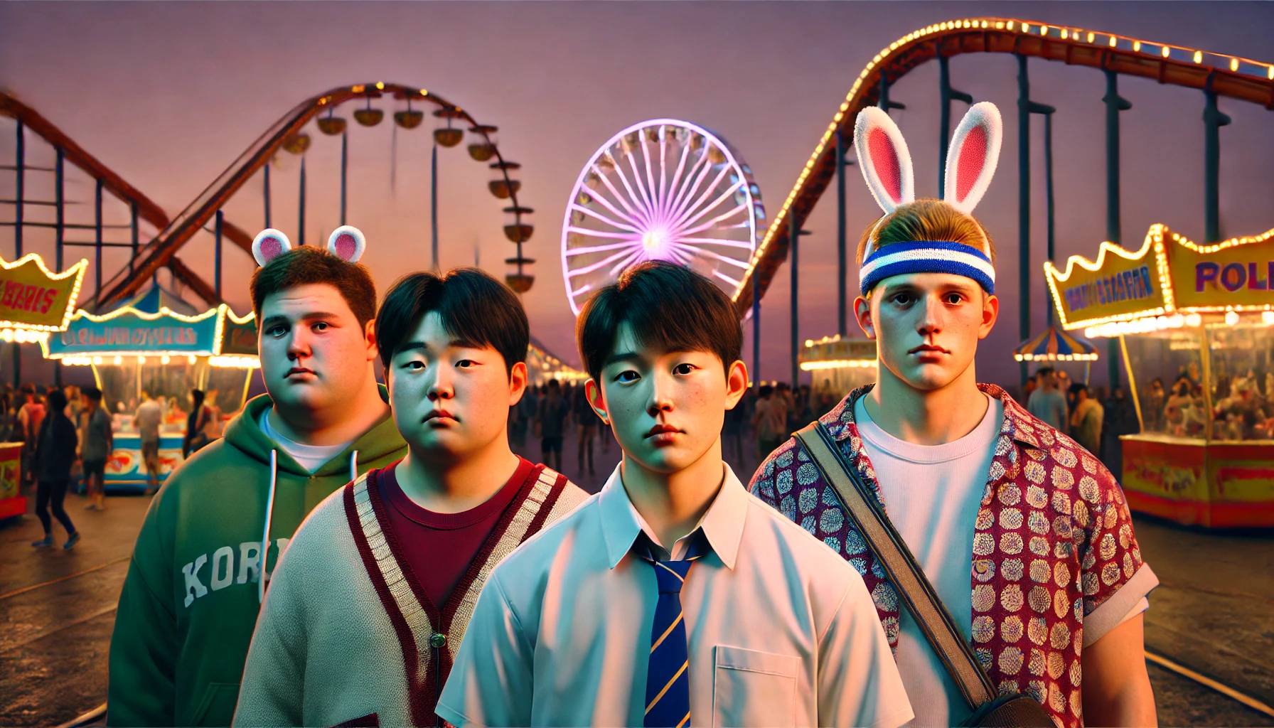 놀이공원을 찾은 남학생 4인방